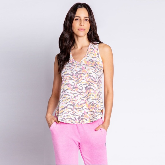 PJ Salvage Animal Vibes Tank Top in White, Yellow, and Pink. Size Small, NWT! - Picture 1 of 8
